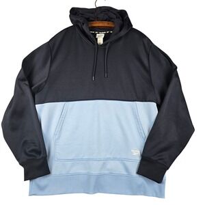 Reebok Mens Two Tone Pullover Hoodie Drawstring Blue XL Kangaroo Pocket Navy